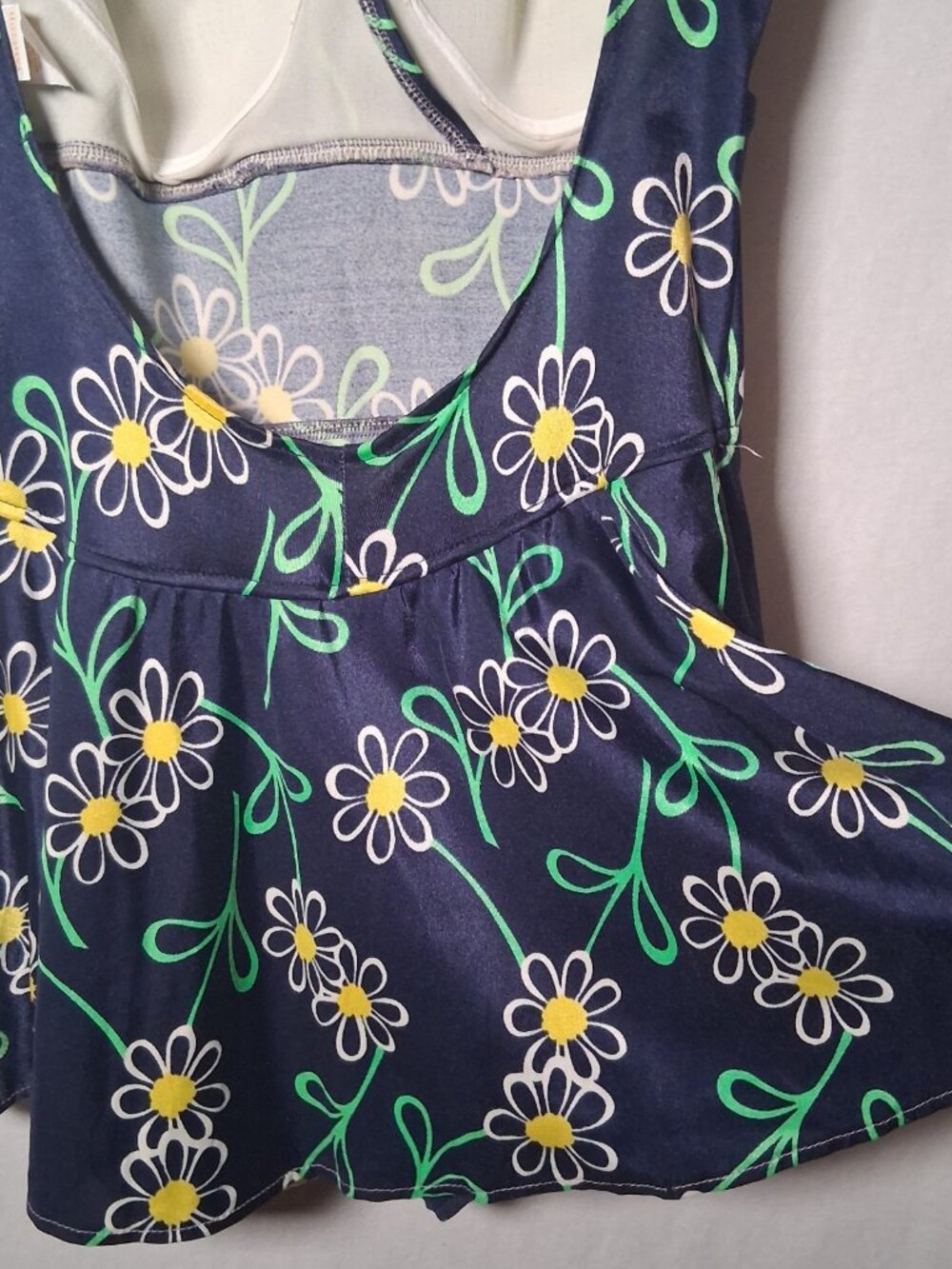 Vintage Jantzen Bathing Suit Swim Dress 16 Blue Daisy Flowers 1660s 1970s USA - Picture 11 of 16